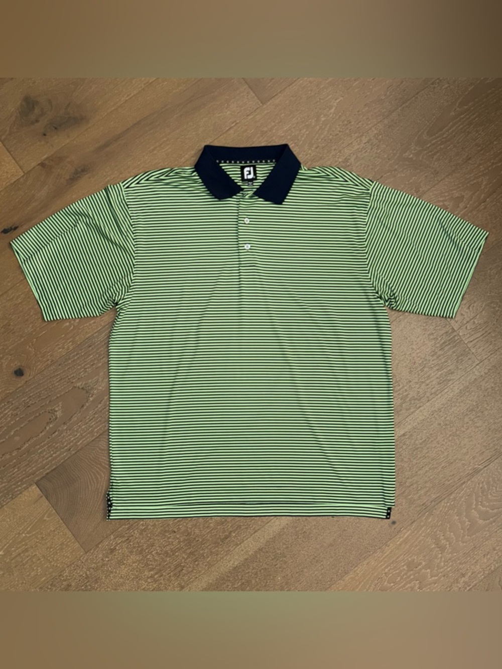 FootJoy Green and Navy Thin-Striped Golf‎ Polo